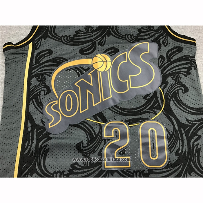 Camiseta Seattle SuperSonics Gary Payton #20 Historic Retro Negro